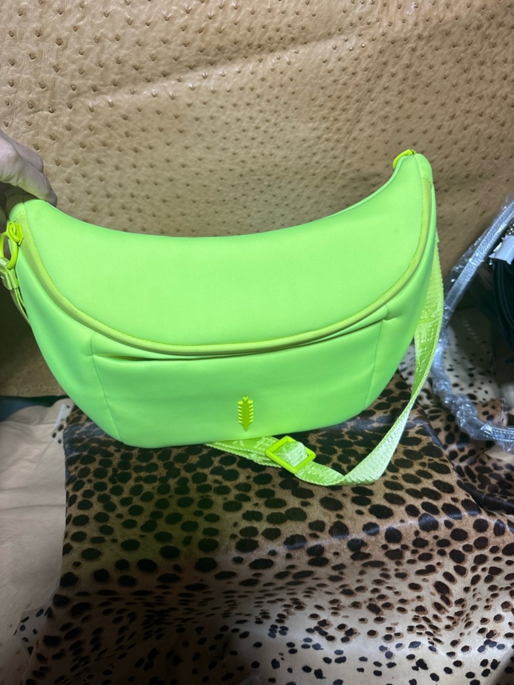 Neon Lime Crescent Crossbody Bag by